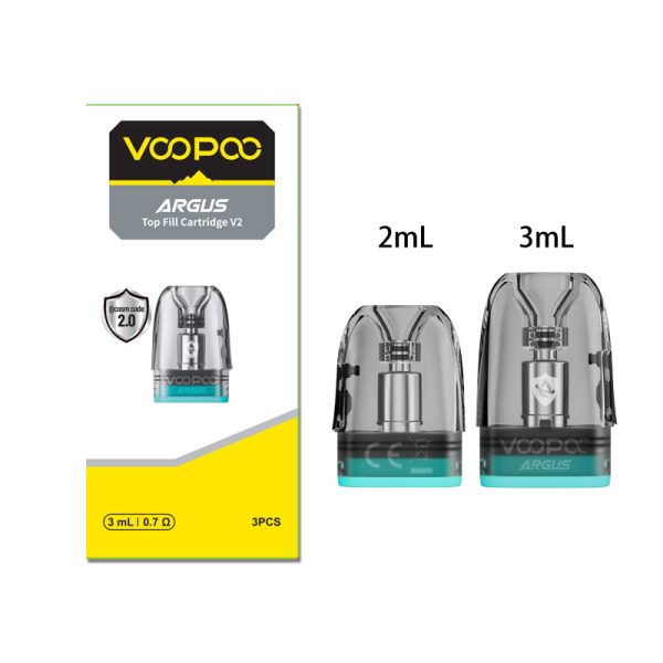 VOOPOO ARGUS Top Filling Cartridge V2 for Argus/Argus Se Kit, Argus P1/P1s/P2 Pod Kit, Argus Z, Argus G / G2/ G2 Mini / G3 Pod Kit, Argus A Pod Kit, ARGUS Klyc Kit 2ml / 3ml (3pcs/pack) in Dubai